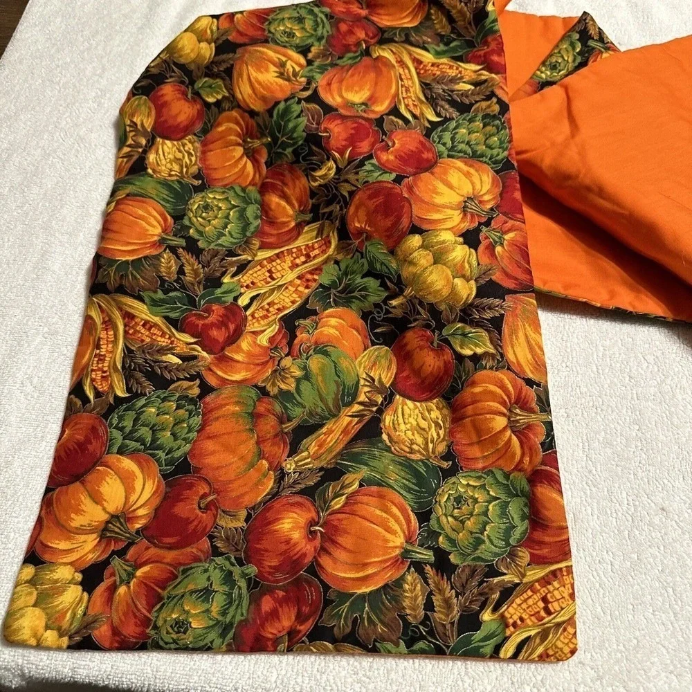 Fall Pumpkin Corn Veg Vibrant Table Runner  Autumn‎ Thanksgiving Dining 54x12